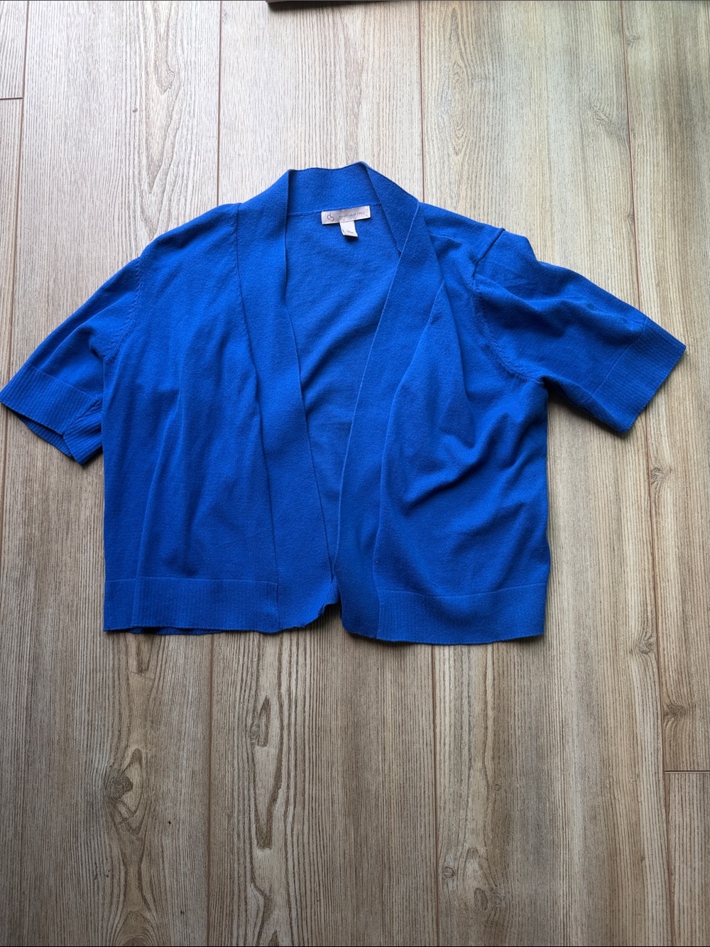 Short-Sleeve Open-Front Cardigan Sweater - Cobalt Blue